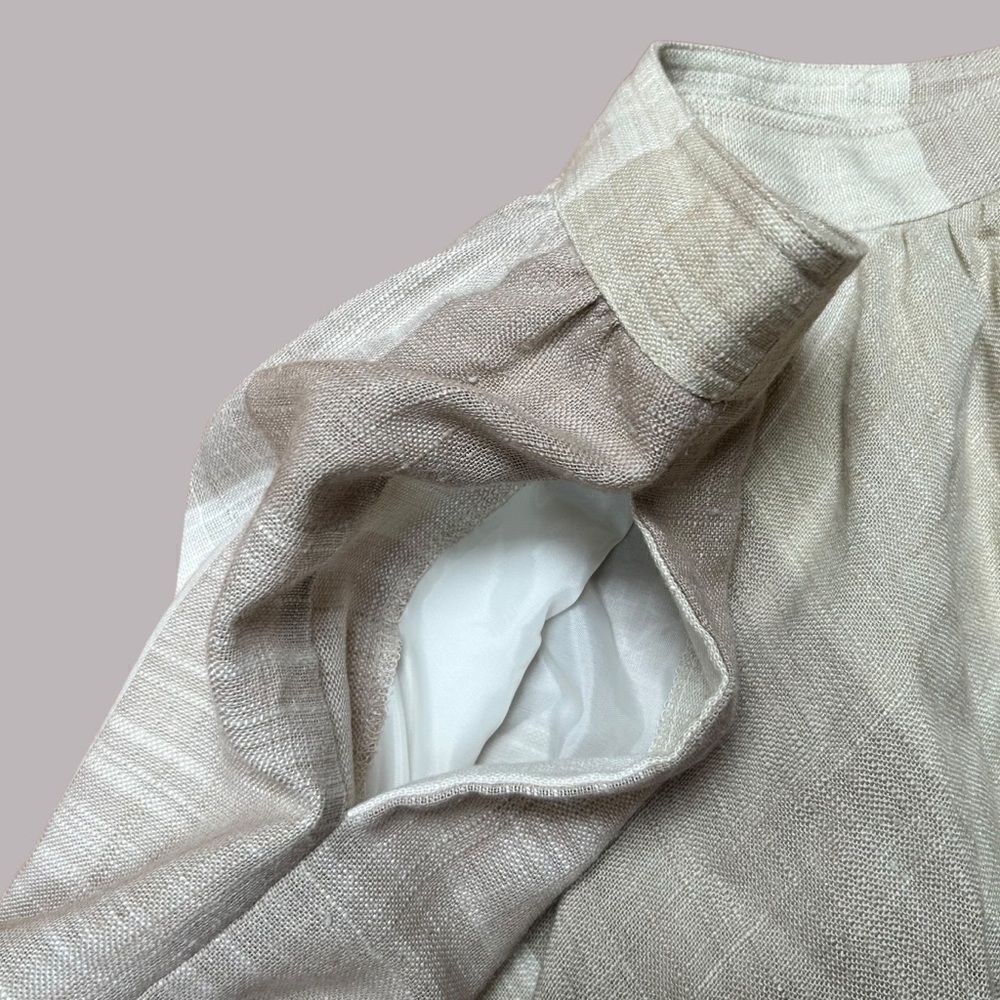 Vintage Liz Claiborne Cream Linen A-Line Full Skirt // 90s lined tan beige - Picture 4 of 7